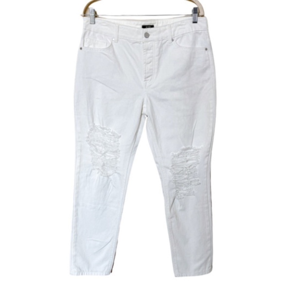AFRM Women Luisa White Denim Distressed Jeans High Waist Ankle Crop Size 24 - Picture 1 of 11